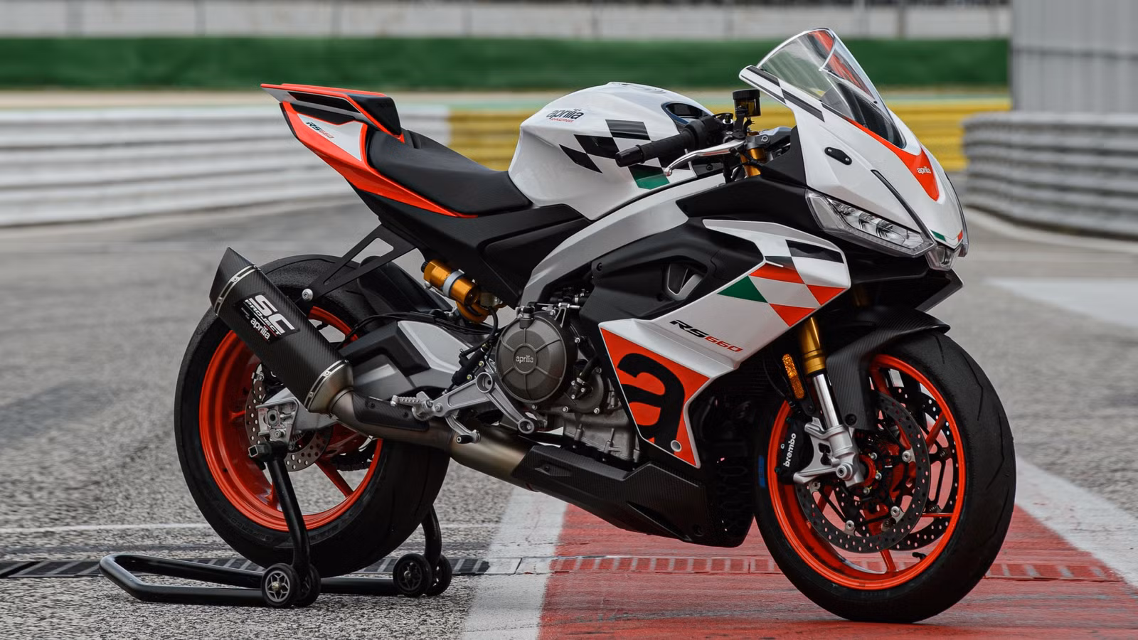 Sport-touring motorcycle on the move.