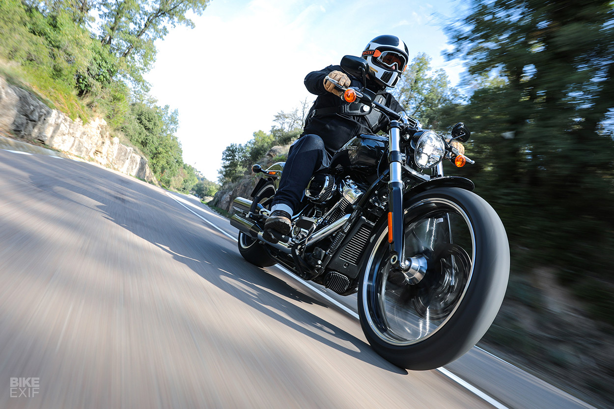 Harley-Davidson Softail on a clean surface — single-tyre replacement is most common on cruisers.